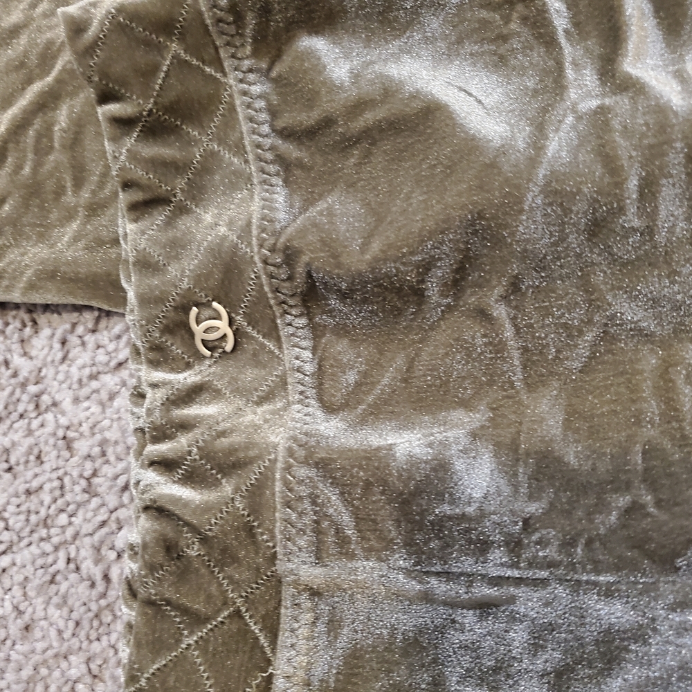 Vintage CHANEL Olive Green Velour Soft and Comfortable Pants Small - Picture 11 of 12